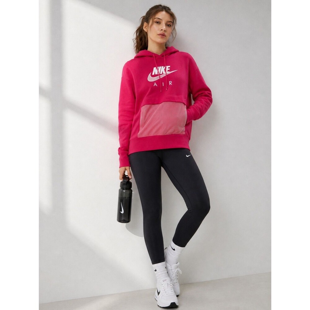 Nike Air Pink Pullover Hoodie Women’s Large Athletic Sweatshirt Kangaroo Pocket